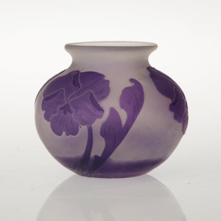 A Karl Lindeberg Art Nouveau cameo glass vase, Kosta, Sweden.