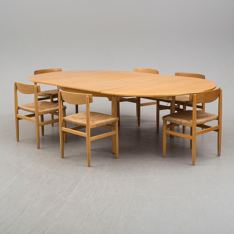 A set of six chairs and a dining table 'Øresund' by Børge Mogensen, Karl Andersson & Söner, Huskvarna, Sweden.