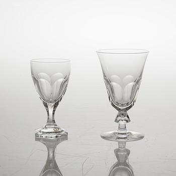 Two sets of glass services by Elis Bergh for Kosta, 6 + 20 pcs, "Rosersberg" & "bergh", second half of the 20th century.