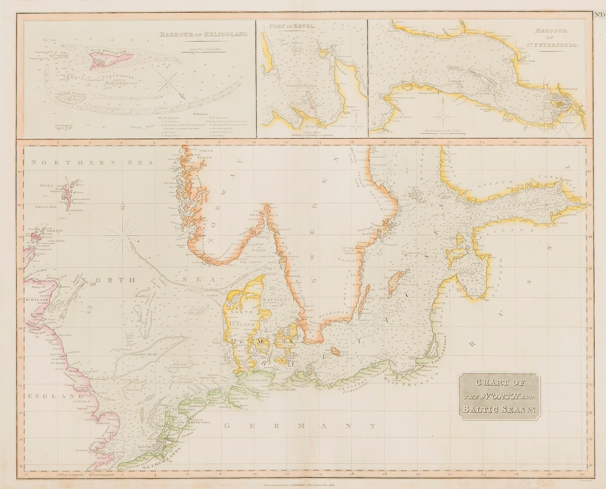 Map, Chart of the North and Baltic Seas, John Thomson, 1816. Edinburgh.