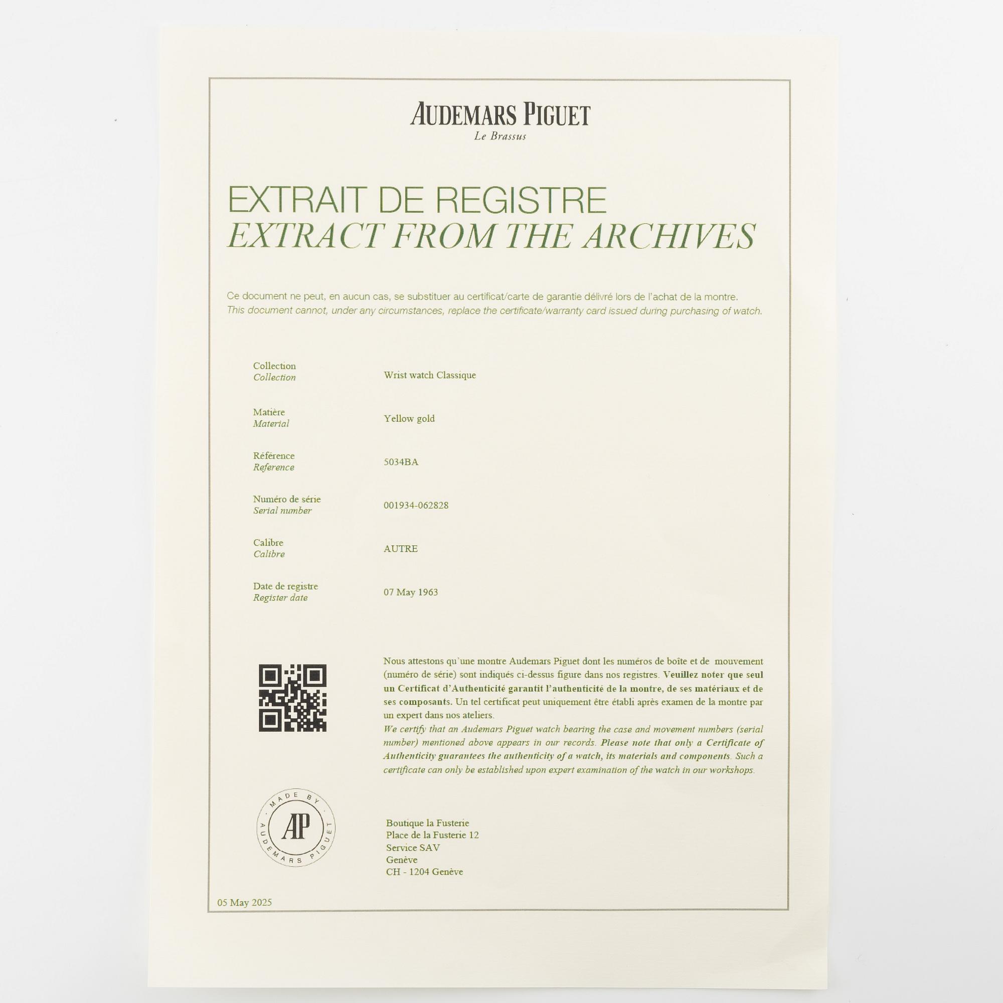 Audemars Piguet, "Tank", wristwatch, 26 x 27 (36) mm.