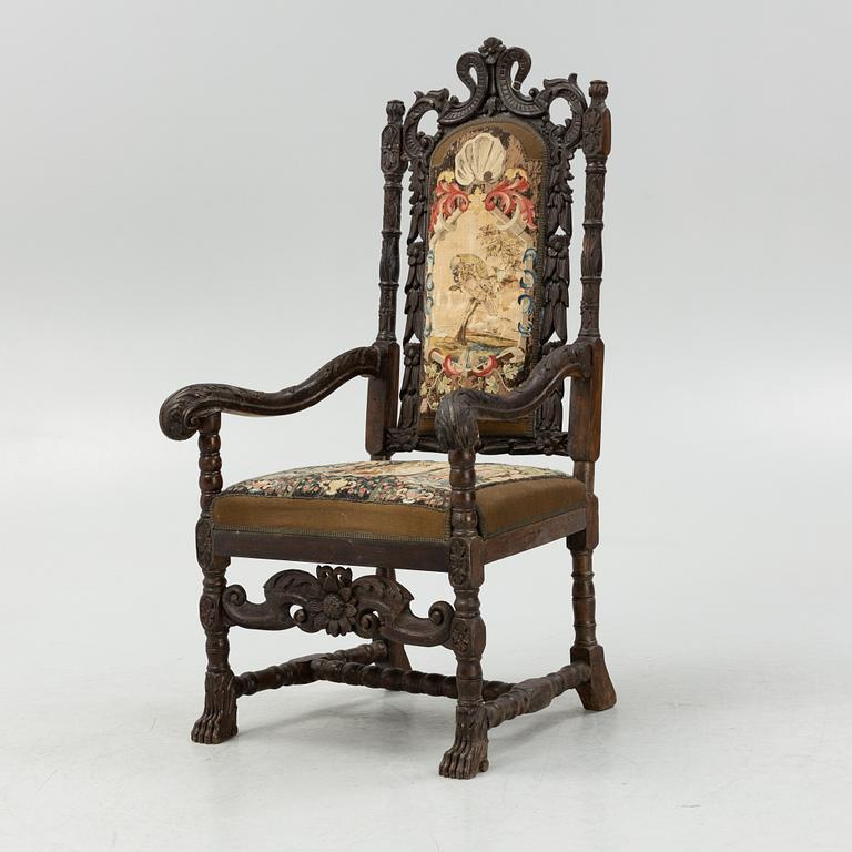 A Baroque chair, circa 1700.