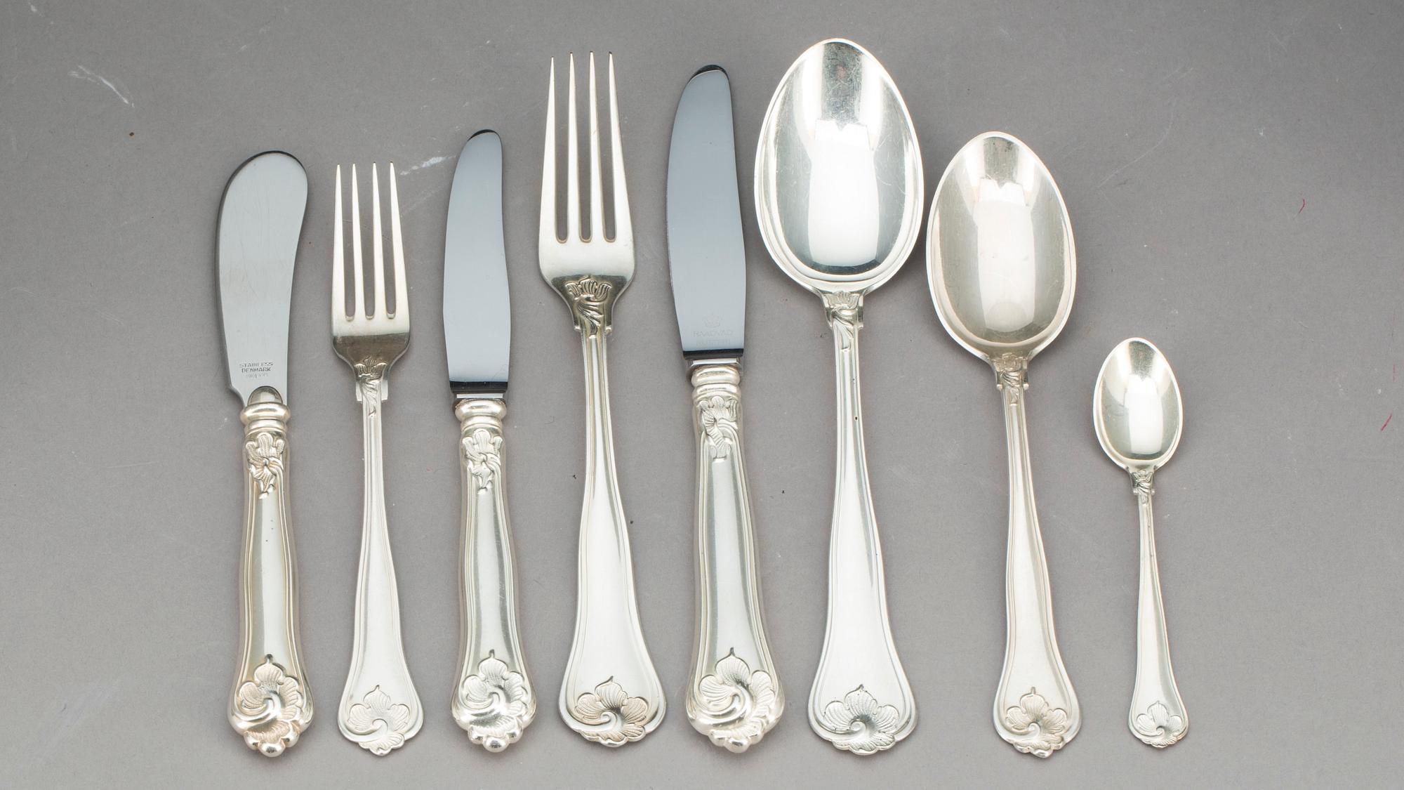 BESTICK, ca 88 delar "Sachsisk", Cohr, silver, 1950-tal, total vikt ca 3200 g.