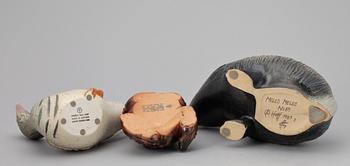 FIGURINER, 3 st, stengods, Paul Hoff, Gustavsberg, 1980-tal.