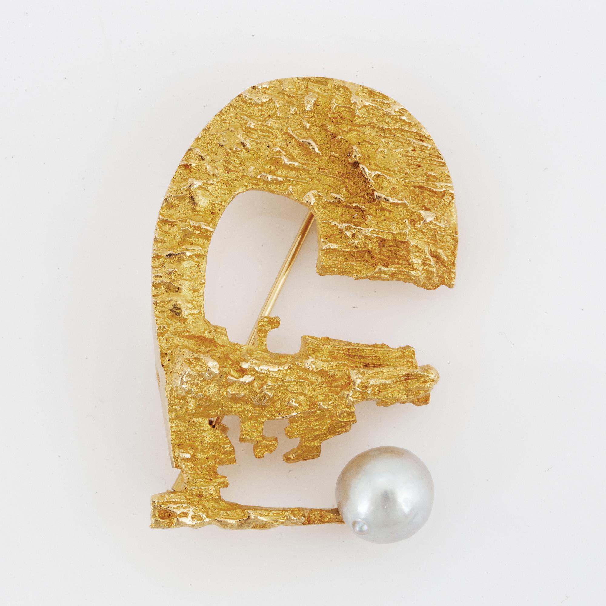BJÖRN WECKSTRÖM, brooch, "Solskeppet",18K gold and pearl.
