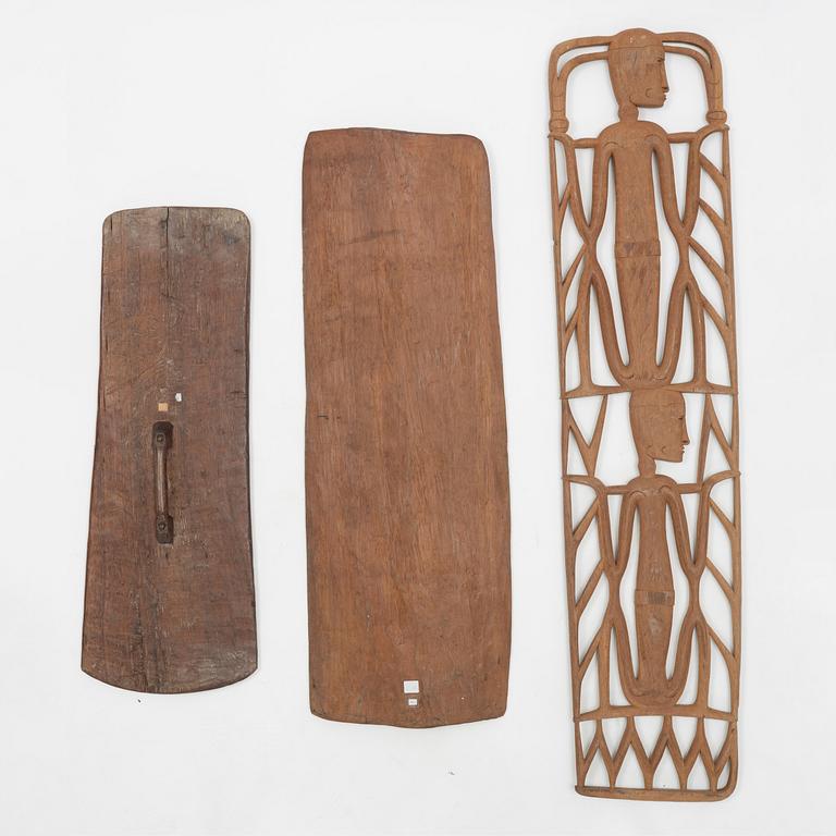 A set of three Asmat wood carvings/sculptures, Indonesia, Jakarta, 20th Century.