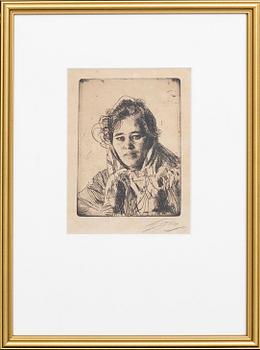 Anders Zorn, a signed etching from 1903.