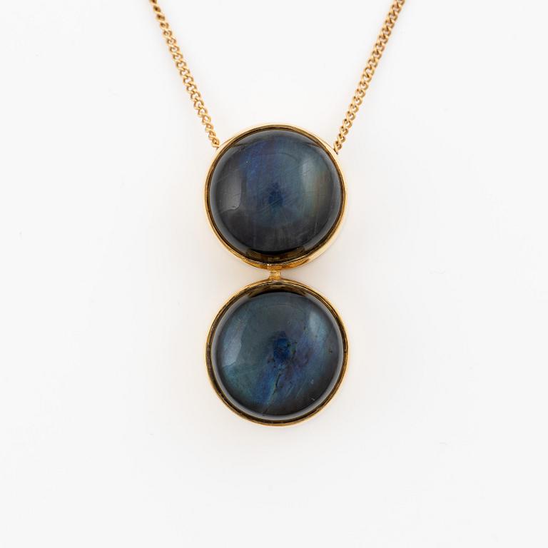Pendant with chain 18K gold with spectrolite.