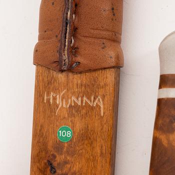 A birch and reindeer horn knife by Hans Michael Sunna before 1994, signed.