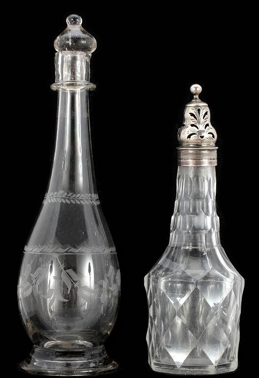 ÄTTIKSFLASKOR, 2 st, glas, 1700-tal.
