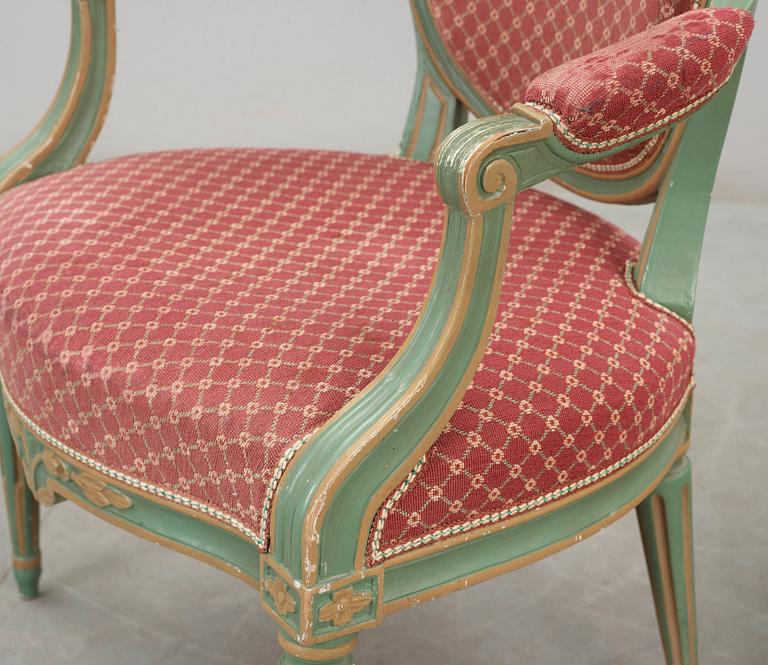 A pair of Gustavian late 18th century armchairs.