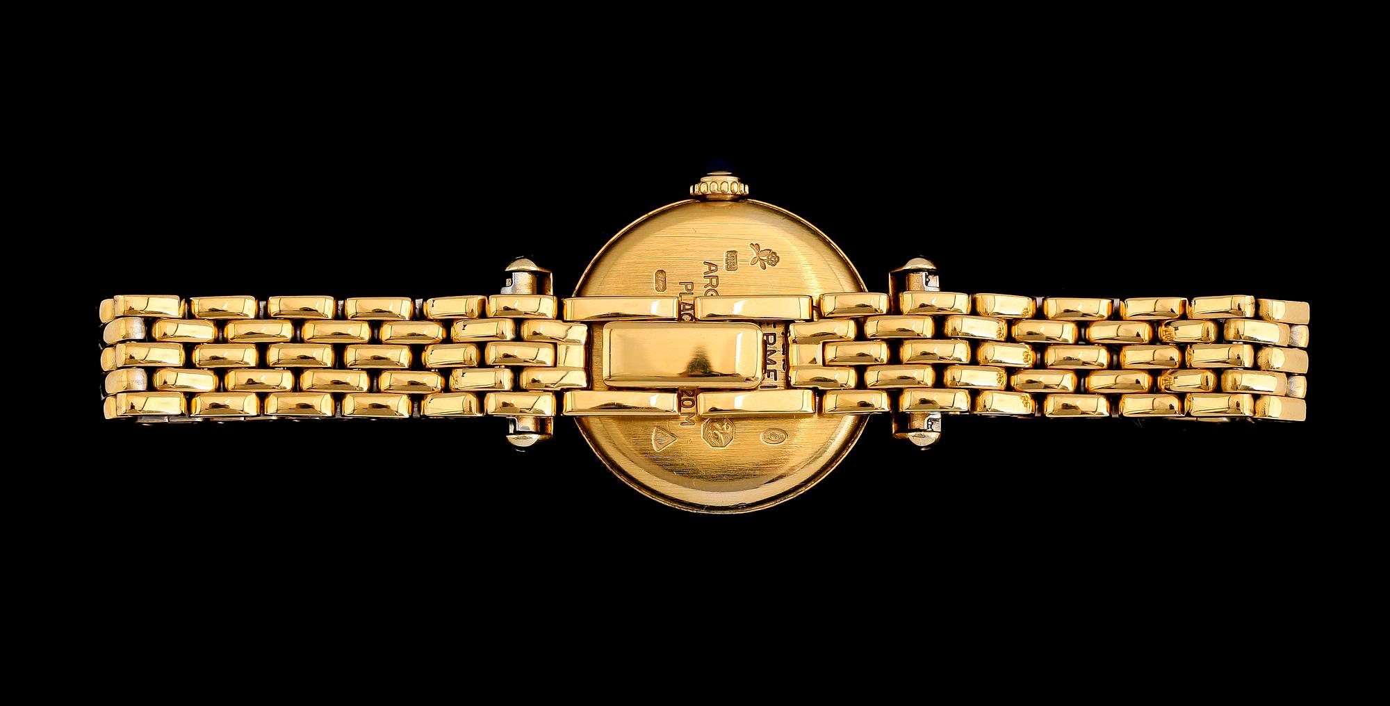 DAMARMBANDSUR, förgyllt silver, must de Cartier, 1900-talets andra hälft.