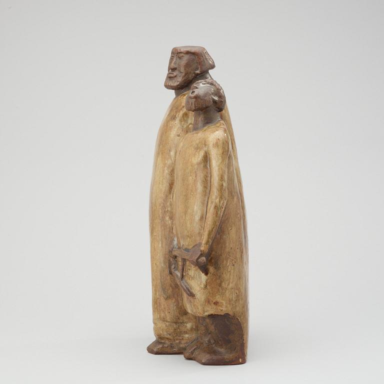 An Åke Holm stoneware figure, 'Saul and David', Höganäs, 1950's.