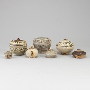 A group of South East Asian ceramics, part Sawankhalok, 15th/16th Century.