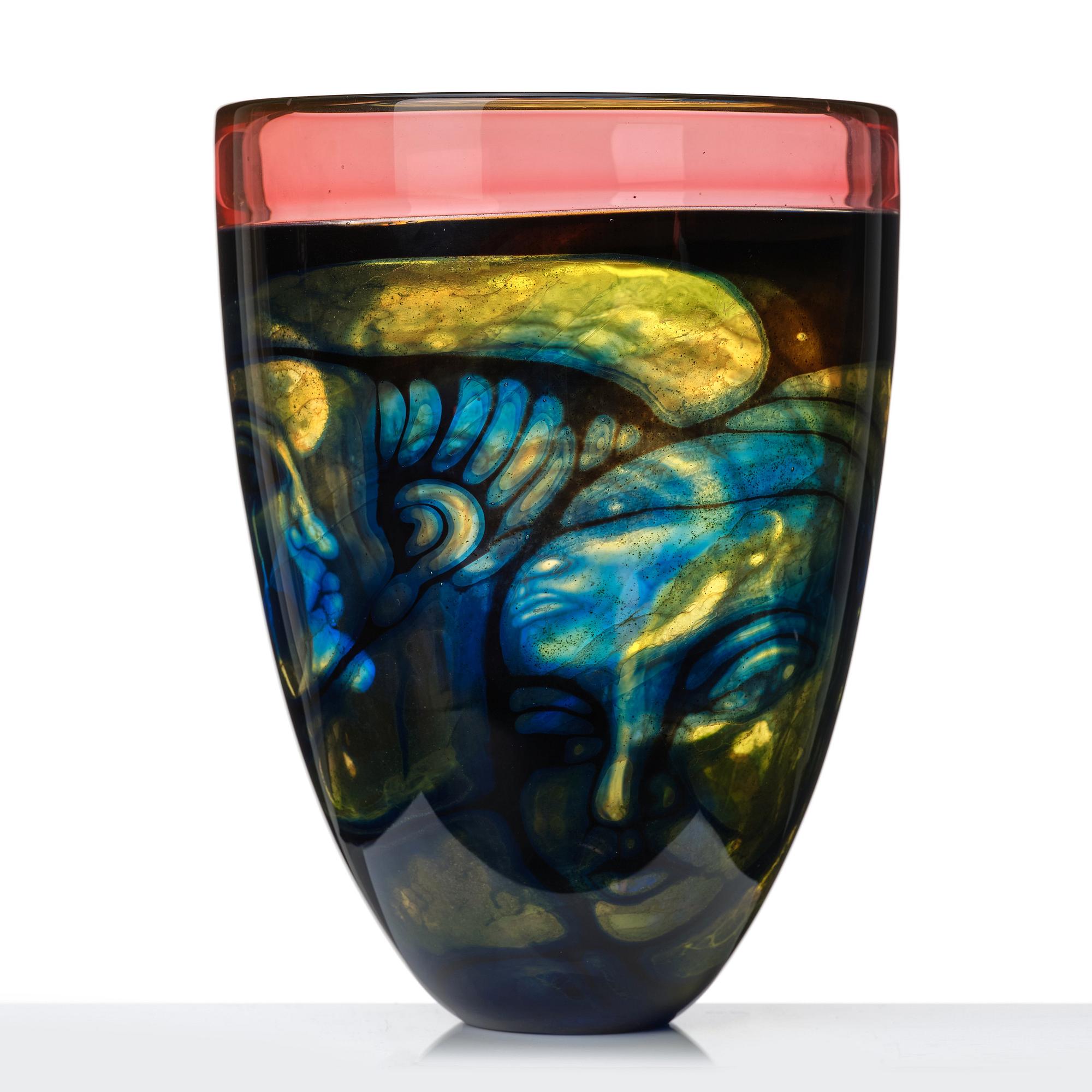 Eva Englund, a 'graal' glass vase, Orrefors, Sweden 1990.