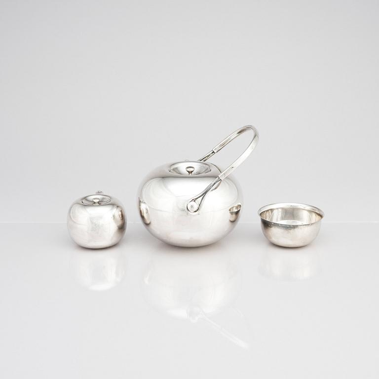 Vivianna Torun Bülow-Hübe, teservis med bricka, 5 delar, Dansk International Designs, försilvrad mässing.