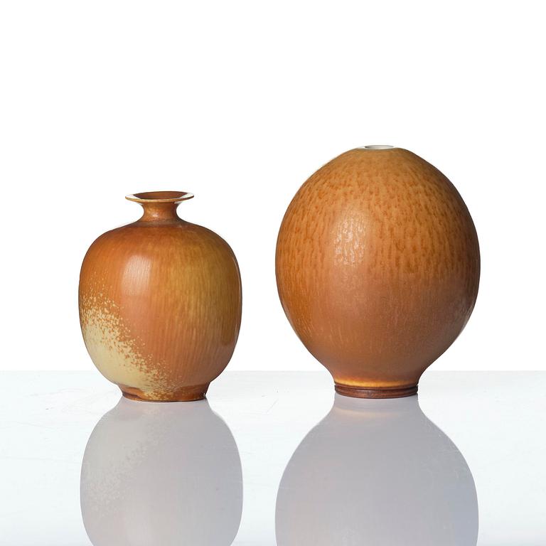Berndt Friberg, a set of three stoneware vases and a bowl, Gustavsberg Studio 1951-69.