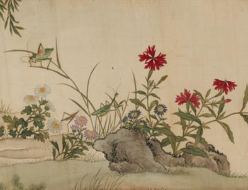 A Chinese handscroll, watercolour on silk and paper, early 20th Century.