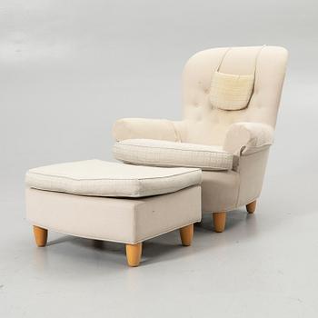 Carl Malmsten, Armchair with footstool, “Jättepaddan”, O. H. Sjögren, Tranås.