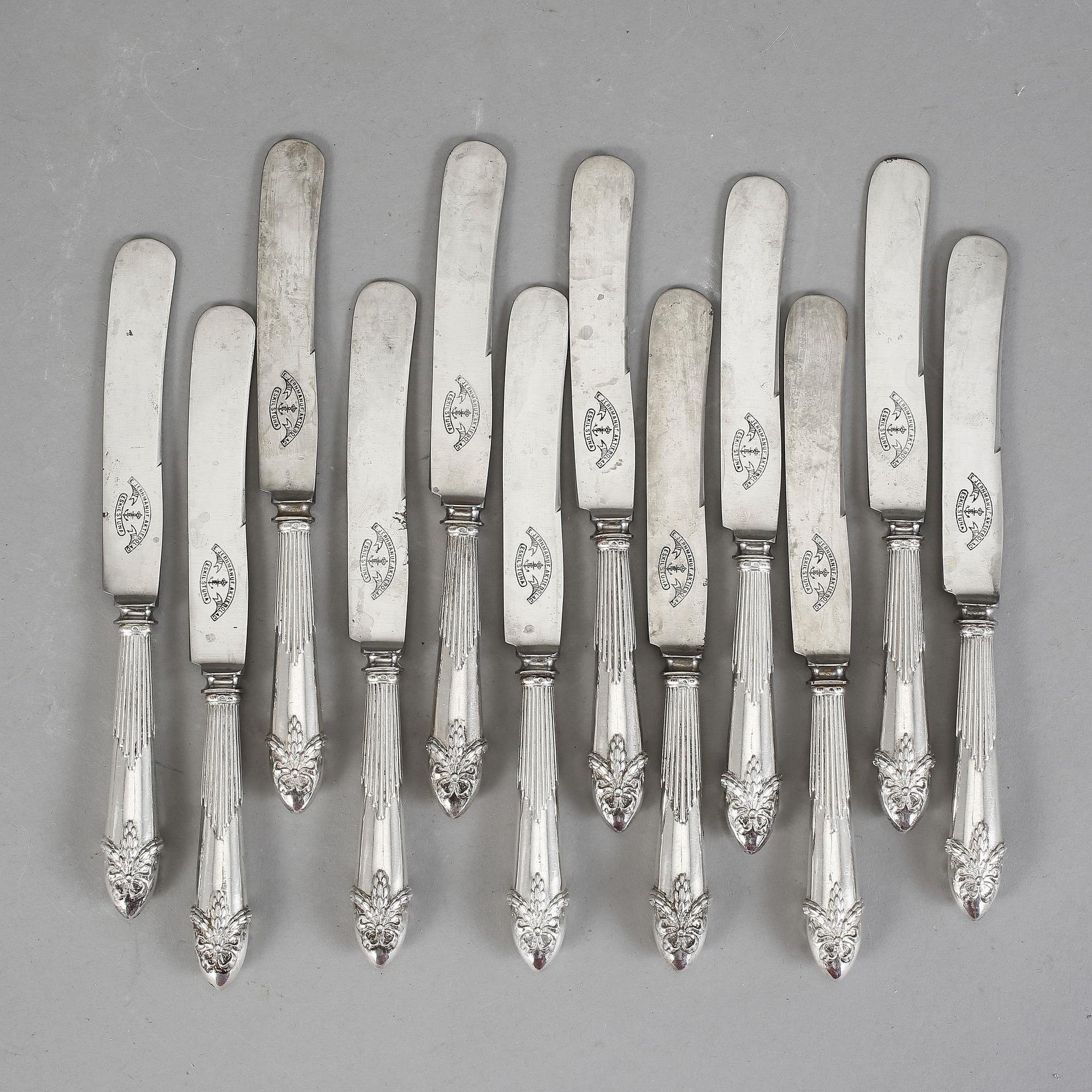 KNIVAR, silver, 12+5 st, "Empire", CG Hallberg, Stockholm, 1910.