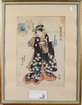Utagawa Kunisada Kochoro Toyokuni III · KUNISADA, UTAGAWA (Toyokuni III), träsnitt, Japan, 1845 