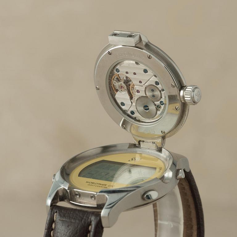SJÖÖ SANDSTRÖM, Chronolink, Worldtimer UTC, Golf Timer, "Första 100-serien", armbandsur, 40 mm,