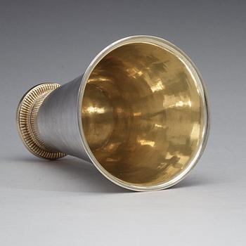 A Swedish 18th century parcel-gilt beaker, marks of Jacob Lundbom, Askersund (1750-1753).