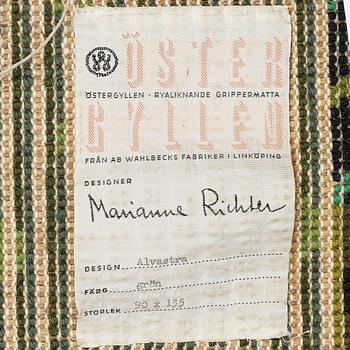 MARIANNE RICHTER, MATTO, machine made, "Alvastra, grön", ca 132 x 91 cm, Östergyllen.