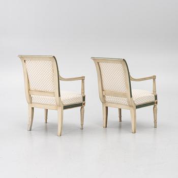 Karmstolar, ett par, directoire, Frankrike, sent 1700-tal.