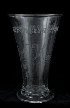 BRÖLLOPSBÄGARE, glas, Sverige runt år 1800.
