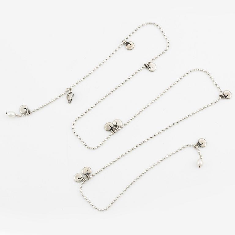 Kalevala, smyckesset, "Linnea Borealis", collier, örhänge samt armband, silver med pärlor.