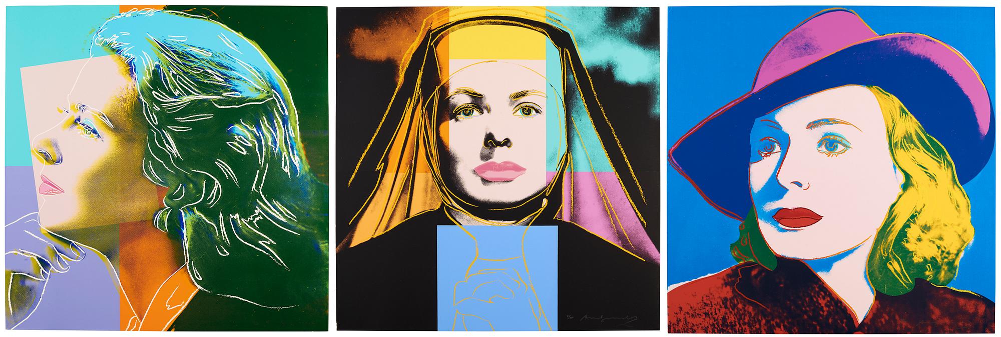 Andy Warhol, "Three portraits of Ingrid Bergman by Andy Warhol".