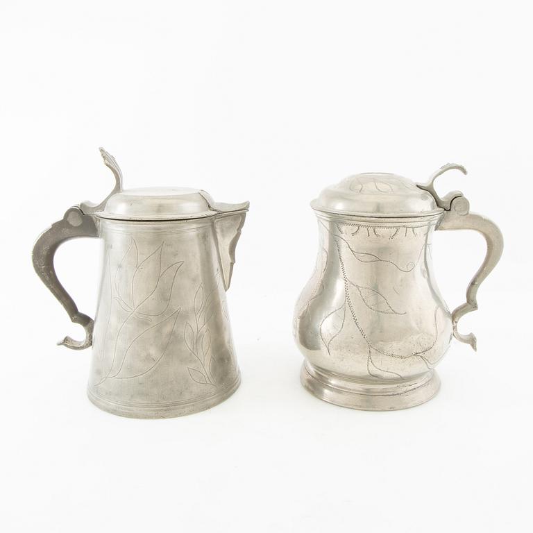 Candle holders 5 pcs Sweden/Germany 19th century tin.