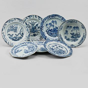 TALLRIKAR, ett par+6 st, porslin, Kina, 1700-tal.