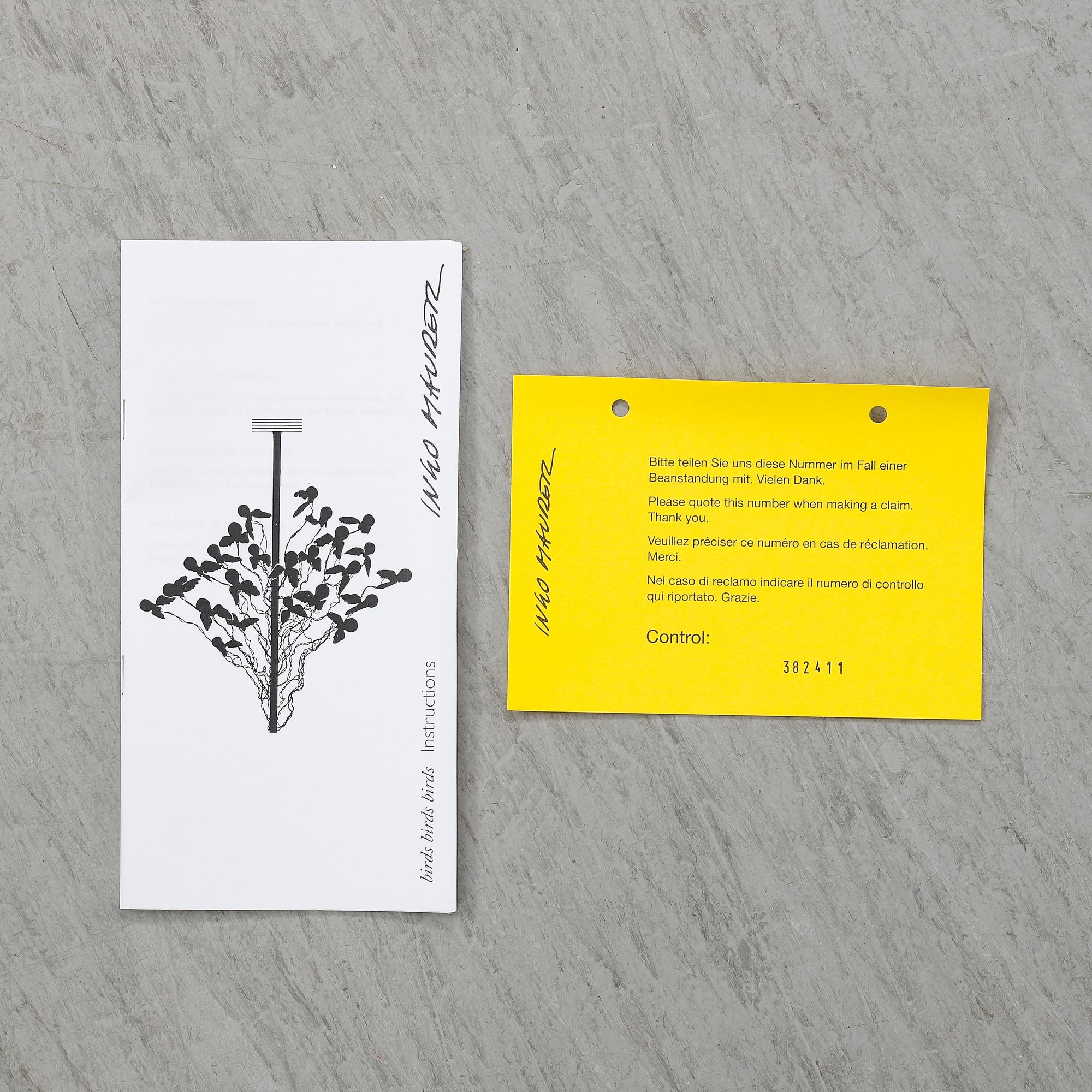 Ingo Maurer, a ceiling lamp model 'Birds Birds Birds'.