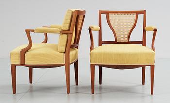 A pair of Josef Frank mahogany armchairs,