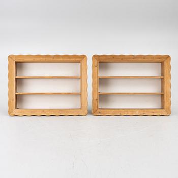 Swedish Modern, a pair of pine wall-mounted shelves, Swedish, 1930s/40s.