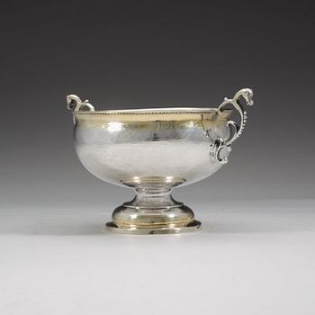 A Swedish 18th century parcel-gilt brandy-bowl, Christoffer Bauman, Hudiksvall 1777.