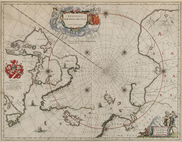 A MAP, Willem Janszon Blaeu, Regiones Sub Polo Artico 1635.