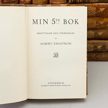 BÖCKER: Skrifter av Albert Engström, Bonniers förlag, 1940-tal, 15 volymer.