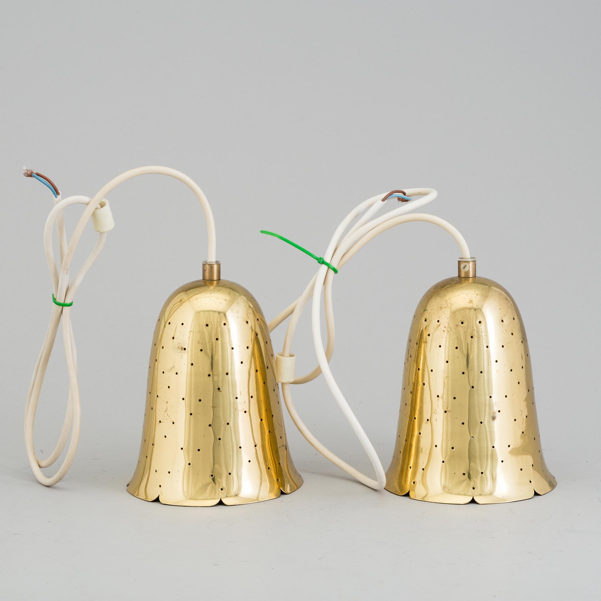A pair of brass ceiling lamps by Boréns, late 20th century.