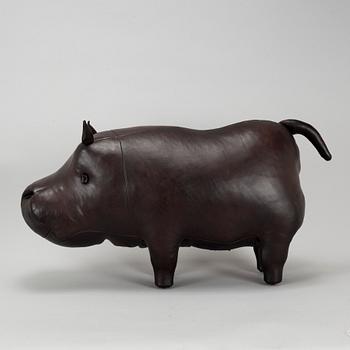 A leather footstool by Dimitri Omersa & Co.