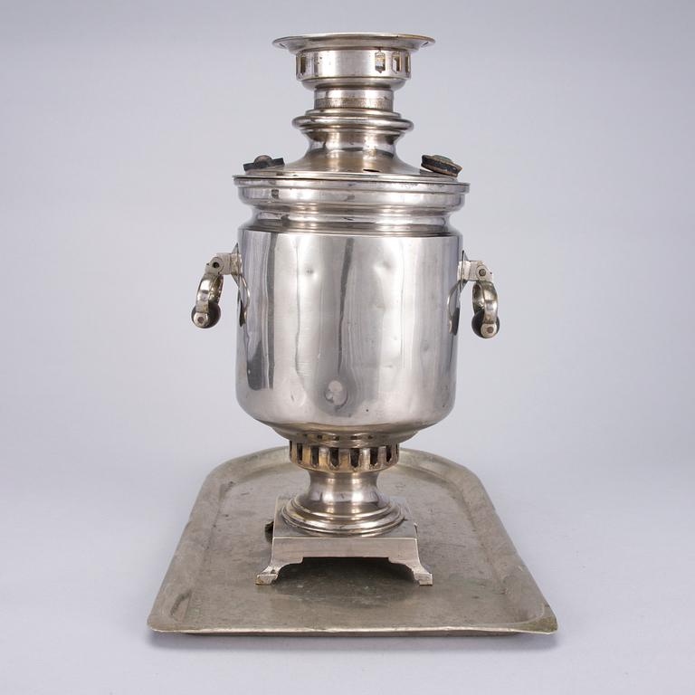SAMOVAR, förnicklad mässing, Tula, Ryssland 1800-talets slut.