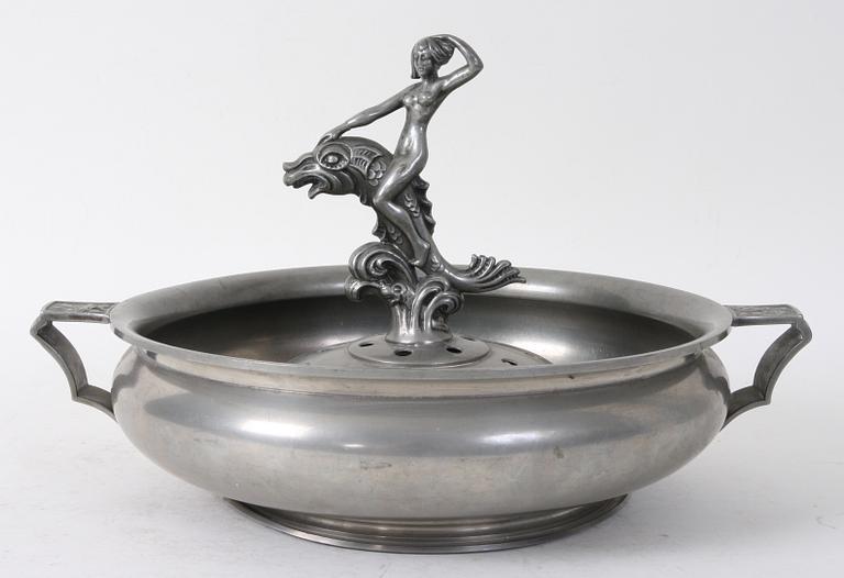 UPPSATSSKÅL/FLOWER FROG, tenn, Stockholm, 1930-tal.