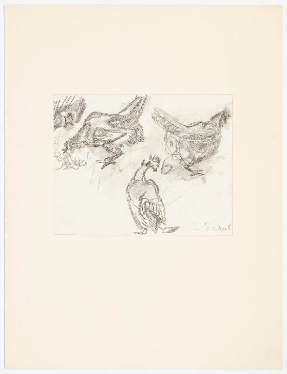 Siri Derkert, charcoal, signed.