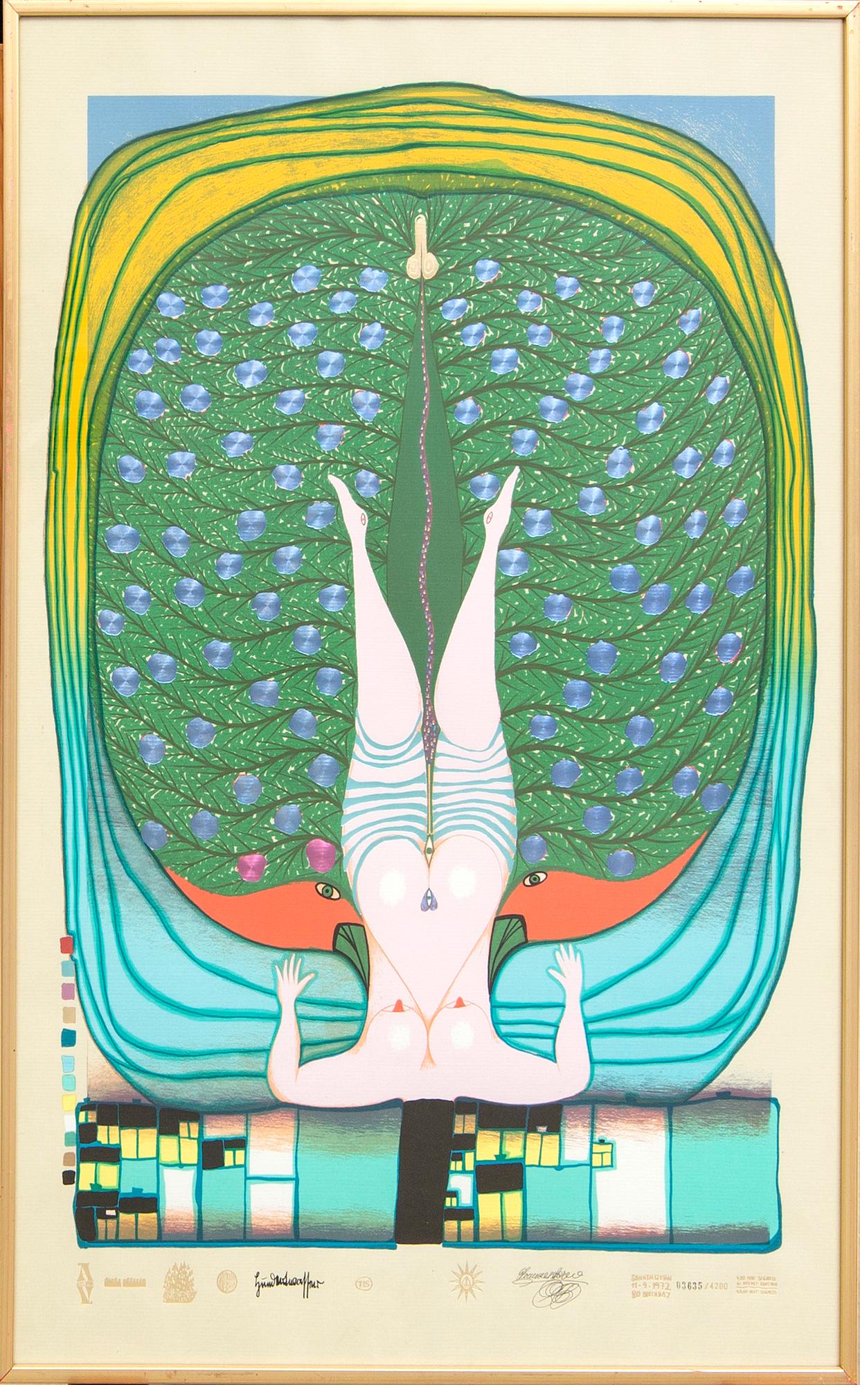 Friedensreich Hundertwasser, serigrafi stämpelsignerad och numrerad 03635/4200.