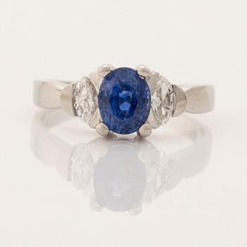 Sapphire and marquise cut diamond ring.