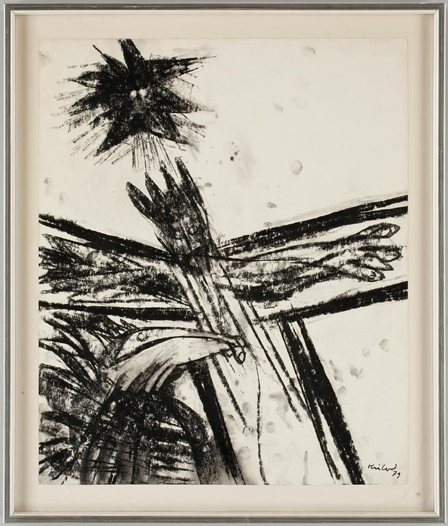 GÖSTA KRILAND, kol på papper, sign o dat 79.