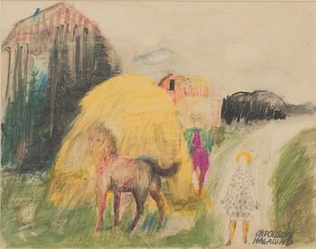 OLLE OLSSON-HAGALUND, crayon, signed.