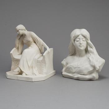 TWO PARIAN FIGURES, Gustavsberg 1911 and 1924.